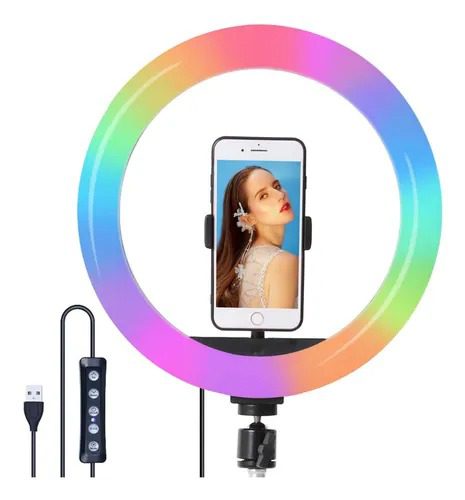 Aro De Luz Rgb Colores Dimer Diam: 26 Cm  10 Pulgadas