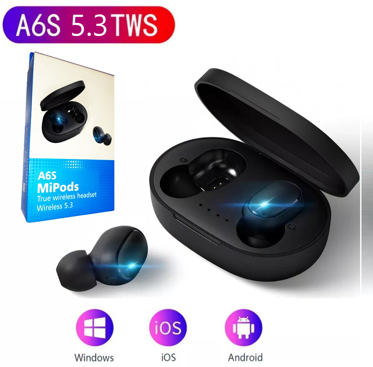Auriculares Inalámbricos A6S V2 Original 5.3 (Nuevo Modelo) Color Negro