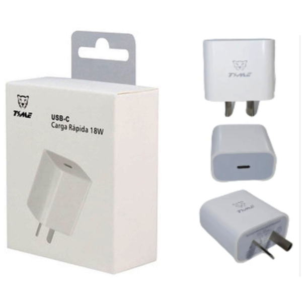 Cargador Cabezal Premium 18W Time Carga rapida 18W Salida PD Hembra Tipo C  En Caja