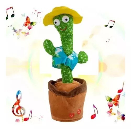Cactus Bailarín Recargable Repite Voz Canciones Conocidas Con Movimiento y Accesorios + Cable