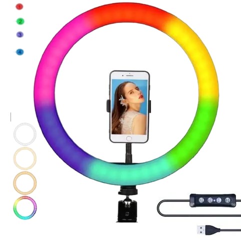 Aro Grande De Luz Rgb Colores Diam: 36Cm  14 Pulgadas