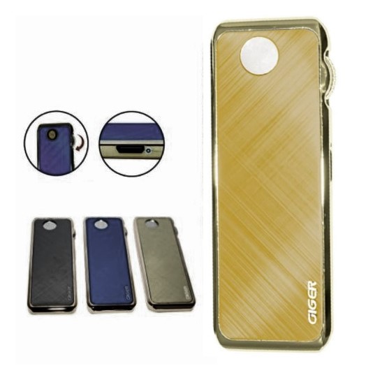 Encendedor Electrónico Recargable Metal Mod:B Usb Deslizable Color Bronce