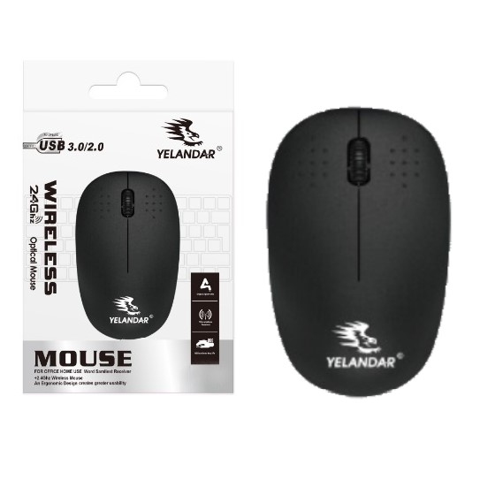Mouse Inalámbrico Yelandar 800Dpi Blister 2xAA Color Negro