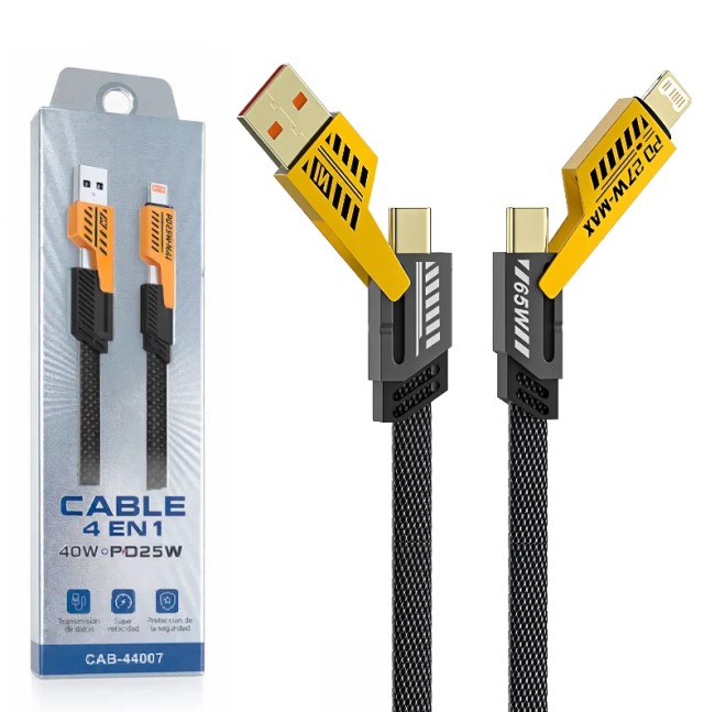 Cable Fast Charge 4 En 1 Combinaciones 40W PD25  USB, TIPO C, IPHONE