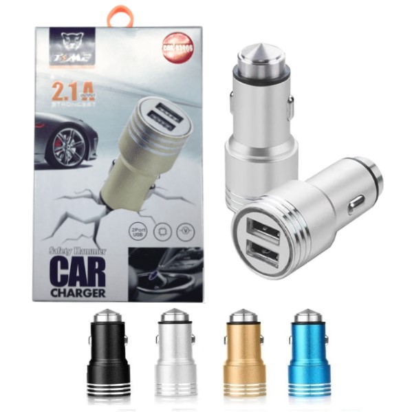 Cargador Cabezal Auto 2.1A Salida x2 Usb Hembra (En Caja)